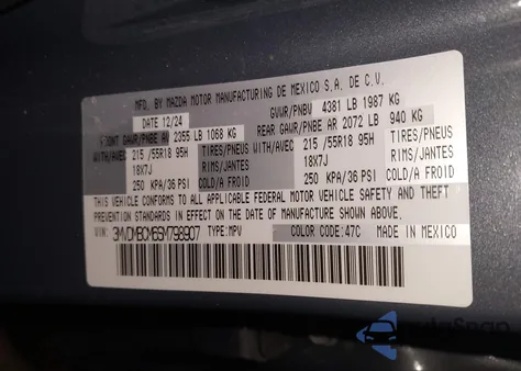 2025 Mazda Cx-30 2.5 S Carbon Edition z USA, uszkodzony, nr VIN 3MVDMBCM6SM798907